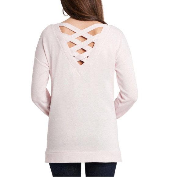 1.STATE Long Sleeve Cross-Back Top Medium - Picture 8 of 8